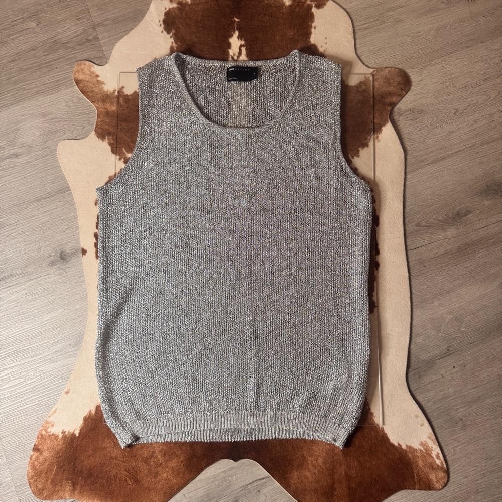 ASOS Silver Knit Sleeveless Sweater Crew Neck